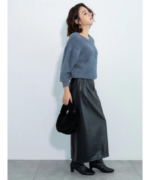 Te chichi（テチチ）の「シャギーVネックプルオーバー（ニット/セーター・レディース・グレー/チャコールグレー/ベージュ・F）」の8枚目の写真