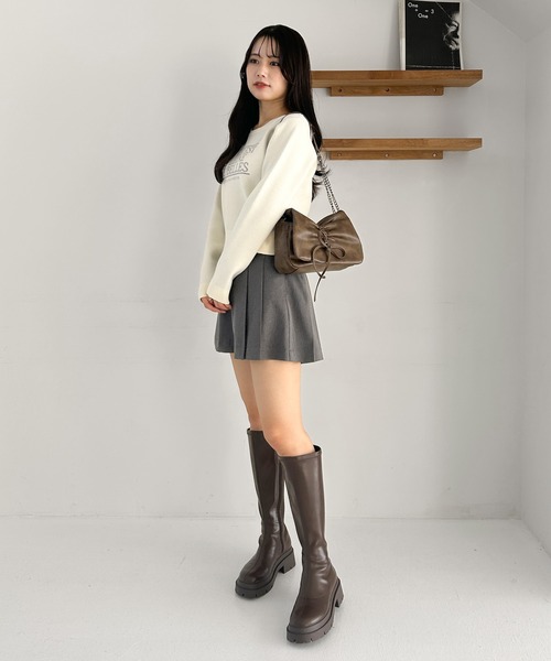 セール】サイドベルト付きプリーツミニスカート 309004