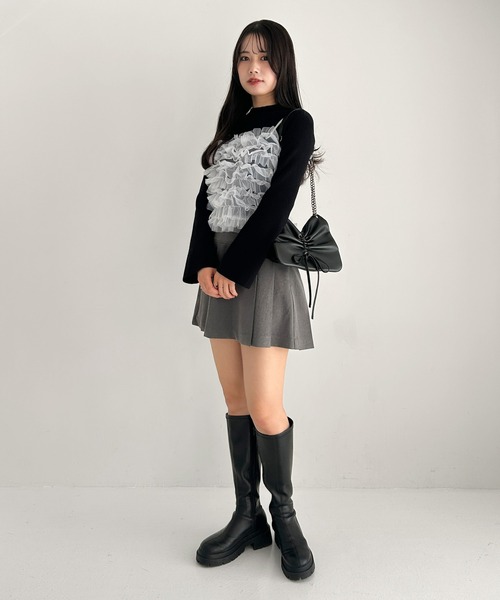 セール】サイドベルト付きプリーツミニスカート 309004（スカート