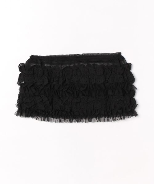 STYLEBLOCK（スタイルブロック）の「チュール×レースレイヤードフリルミニスカート（スカート・レディース・ブラック/グレー/ホワイト・M）」の4枚目の写真