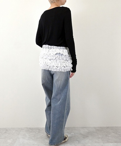 STYLEBLOCK（スタイルブロック）の「チュール×レースレイヤードフリルミニスカート（スカート・レディース・ブラック/グレー/ホワイト・M）」の7枚目の写真