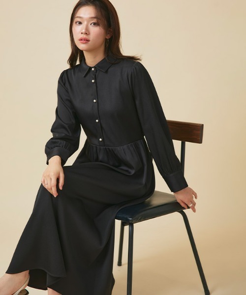 Pierrot(ピエロ)の「パールボタンシャツワンピース(シャツワンピース・レディース・ブラック/ネイビー・M/PM)」の10枚目の写真