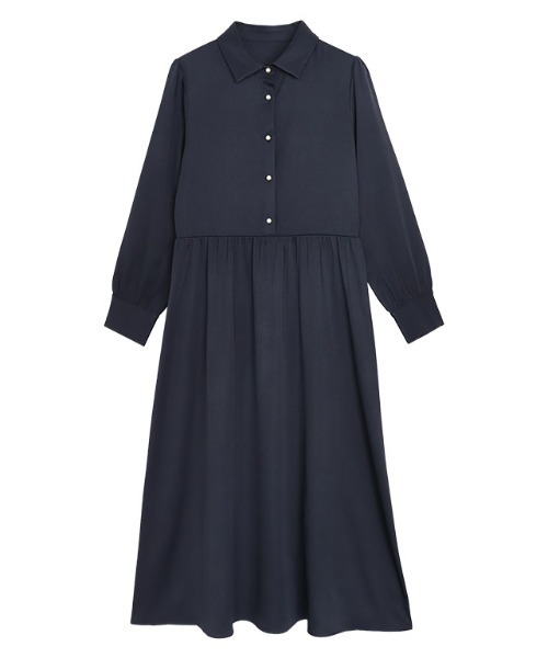 Pierrot(ピエロ)の「パールボタンシャツワンピース(シャツワンピース・レディース・ブラック/ネイビー・M/PM)」の8枚目の写真
