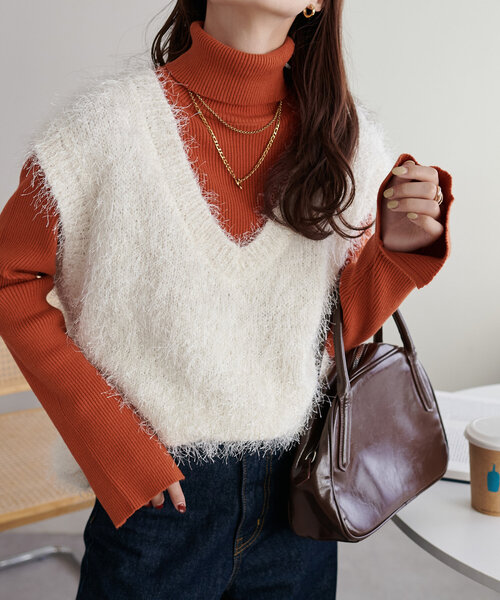 フリンジVネックベスト（シャツ/ブラウス）｜DISCOAT（ディスコート