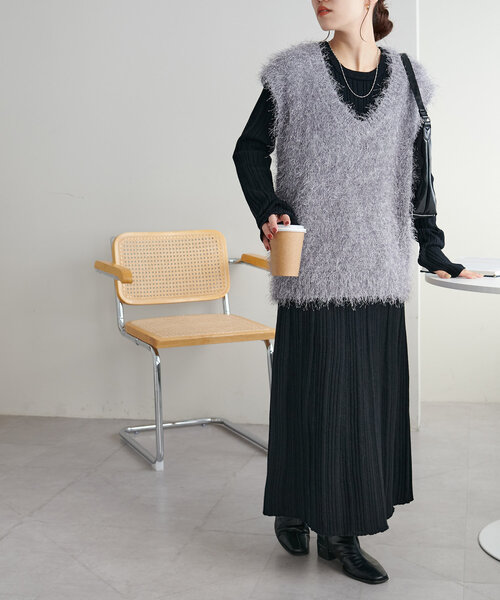 フリンジVネックベスト（シャツ/ブラウス）｜DISCOAT（ディスコート