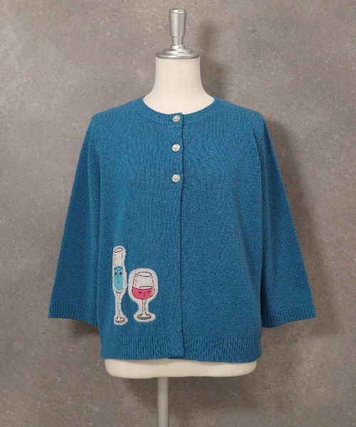 STUDIO PICONE（スタジオピッコーネ）の「イラスト刺繍カーディガン（カーディガン/ボレロ・レディース・ブルー/ブラック/レッド/ライトグリーン・M/L）」の4枚目の写真