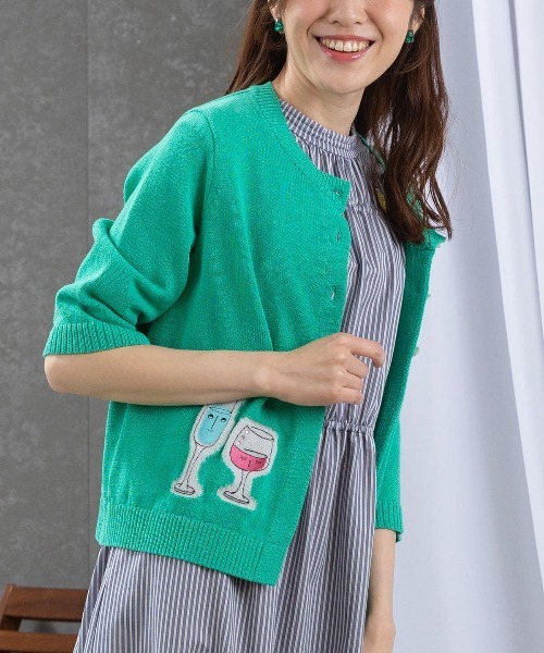 STUDIO PICONE（スタジオピッコーネ）の「イラスト刺繍カーディガン（カーディガン/ボレロ・レディース・ブルー/ブラック/レッド/ライトグリーン・M/L）」の3枚目の写真