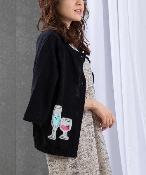 STUDIO PICONE（スタジオピッコーネ）の「イラスト刺繍カーディガン（カーディガン/ボレロ・レディース・ブルー/ブラック/レッド/ライトグリーン・M/L）」の2枚目の写真