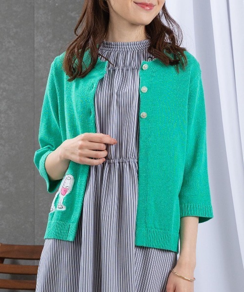 STUDIO PICONE（スタジオピッコーネ）の「イラスト刺繍カーディガン（カーディガン/ボレロ・レディース・ブルー/ブラック/レッド/ライトグリーン・M/L）」の21枚目の写真