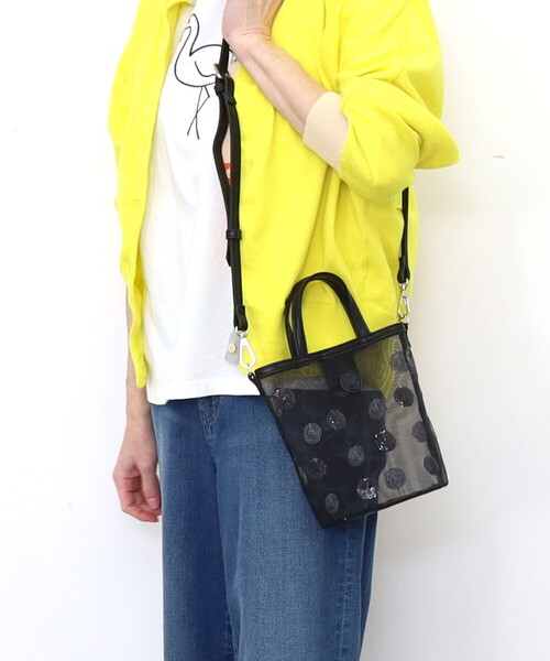 COOCO（クーコ）の「ＳＭＩＬＥＹ　ドットスパンコール刺繍メッシュ生地ショルダーバッグ（ショルダーバッグ・レディース・ホワイト/ピンクベージュ/ブラック/シルバー・FREE）」の10枚目の写真