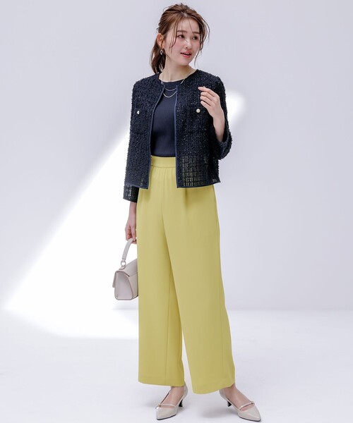 ANY SIS（エニィスィス）の「リボンヤーンシアーツイード ジャケット（ノーカラージャケット・レディース・ネイビー系/ホワイト系・2）」の7枚目の写真