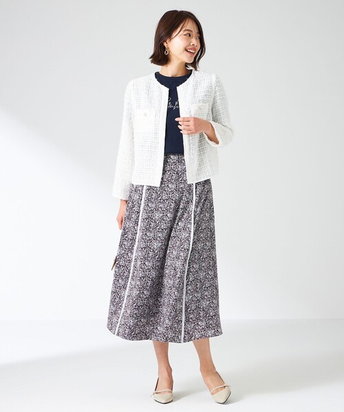 ANY SIS（エニィスィス）の「リボンヤーンシアーツイード ジャケット（ノーカラージャケット・レディース・ネイビー系/ホワイト系・2）」の5枚目の写真