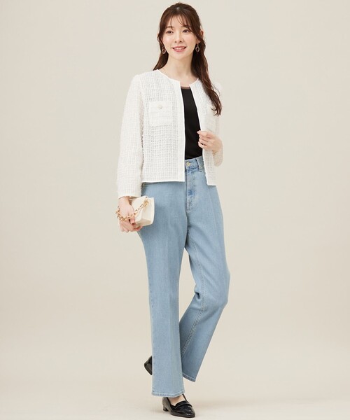 ANY SIS（エニィスィス）の「リボンヤーンシアーツイード ジャケット（ノーカラージャケット・レディース・ネイビー系/ホワイト系・2）」の12枚目の写真