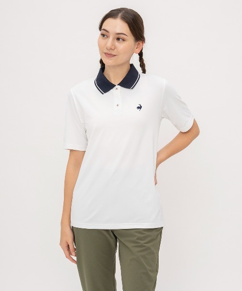 le coq sportif - coco 未使用品 ルコックスポルティフ le coq sportif レディース 半袖ポロシャツ M 薄ピンク 5分袖 le coq sportif ルコック 半袖ポロシャツ ライトピンク×白 袖