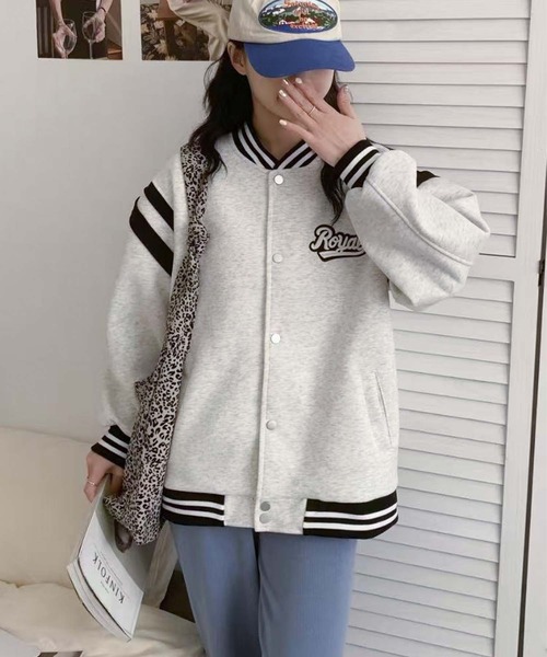 aimoha（アイモハ）の「ロゴ刺繍デザインスタジャン（スタジャン・レディース・ライトグレー/ブラック/イエロー/ベージュ・FREE）」の8枚目の写真