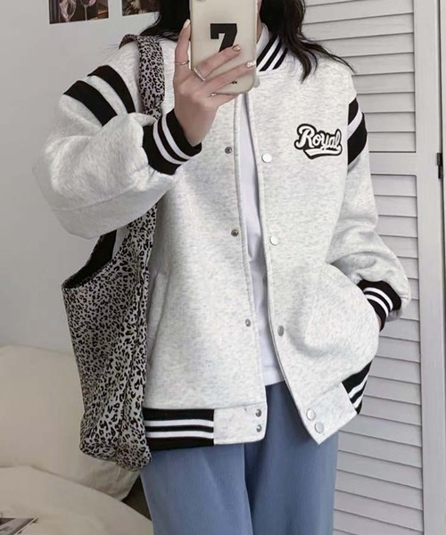 aimoha（アイモハ）の「ロゴ刺繍デザインスタジャン（スタジャン・レディース・ライトグレー/ブラック/イエロー/ベージュ・FREE）」の11枚目の写真