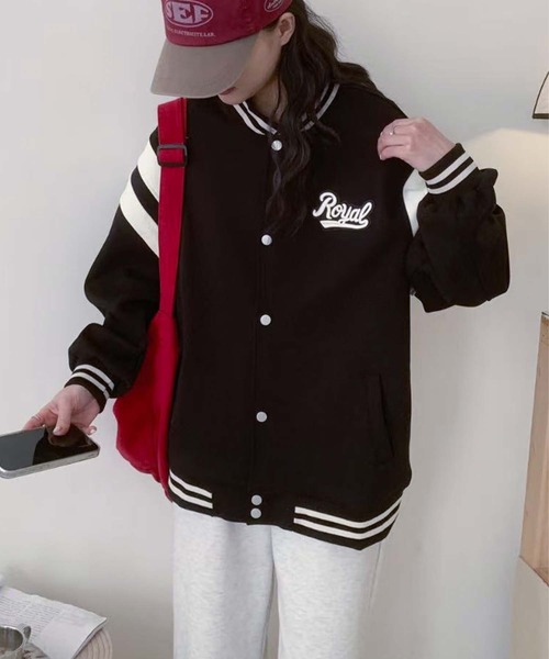 aimoha（アイモハ）の「ロゴ刺繍デザインスタジャン（スタジャン・レディース・ライトグレー/ブラック/イエロー/ベージュ・FREE）」の14枚目の写真