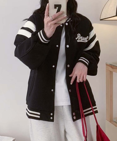 aimoha（アイモハ）の「ロゴ刺繍デザインスタジャン（スタジャン・レディース・ライトグレー/ブラック/イエロー/ベージュ・FREE）」の15枚目の写真