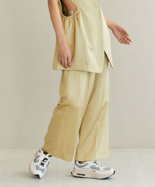 セール】TRIACETATE LINEN WIDE PANTS / トリアセテートリネン