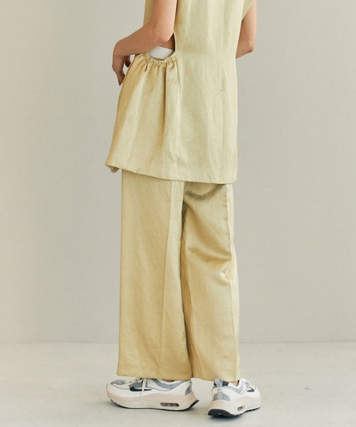 THINGS THAT MATTER（シングス ザット マター）の「TRIACETATE LINEN WIDE PANTS / トリアセテートリネンワイドパンツ（その他パンツ・レディース・イエロー/ブラック/ピンク・2/1）」の6枚目の写真