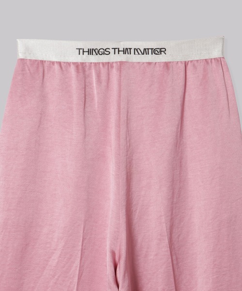 新品【THINGS THAT MATTER】サテン リネンワイドパンツ ピンク 新品【THINGS THAT MATTER】サテン リネンワイドパンツ ピンク