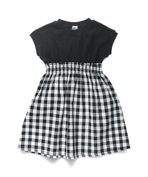 DRC branshes（ディーアールシーブランシェス）の「【WEB限定/DRC】ウエスト切替ドッキング半袖ワンピース（ワンピース・キッズ・ブラック/ベージュ/カーキオリーブ・110/120/130/140/150）」の2枚目の写真