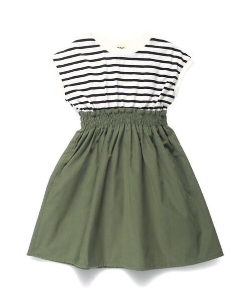 DRC branshes（ディーアールシーブランシェス）の「【WEB限定/DRC】ウエスト切替ドッキング半袖ワンピース（ワンピース・キッズ・ブラック/ベージュ/カーキオリーブ・110/120/130/140/150）」の14枚目の写真