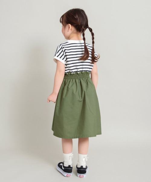 DRC branshes（ディーアールシーブランシェス）の「【WEB限定/DRC】ウエスト切替ドッキング半袖ワンピース（ワンピース・キッズ・ブラック/ベージュ/カーキオリーブ・110/120/130/140/150）」の4枚目の写真