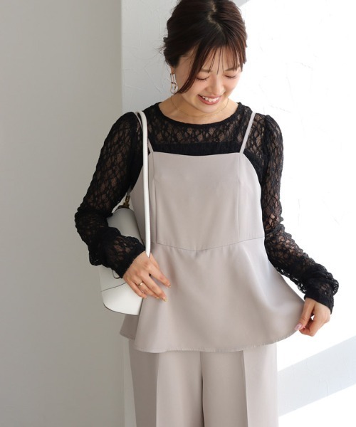 Pierrot（ピエロ）の「ペプラムオールインワン（つなぎ/オールインワン・レディース・ネイビー/ベージュ・PM/M/L）」の9枚目の写真