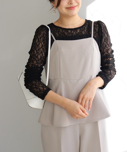 Pierrot（ピエロ）の「ペプラムオールインワン（つなぎ/オールインワン・レディース・ネイビー/ベージュ・PM/M/L）」の10枚目の写真