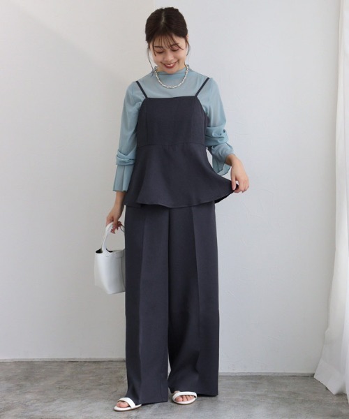 近年 エブール オールインワン ピンク ギャザー つなぎ ebure ギャザースリーブオールインワン（つなぎ/オールインワン