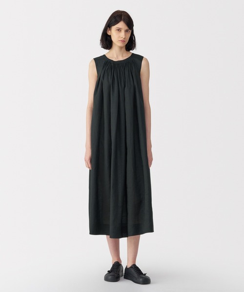 MUJI Labo（ムジラボ）の「〔MUJI Labo〕婦人　ラミーノースリーブタックワンピース（ワンピース・レディース・イエロー系/ブラック・M/S/XL/L）」の3枚目の写真