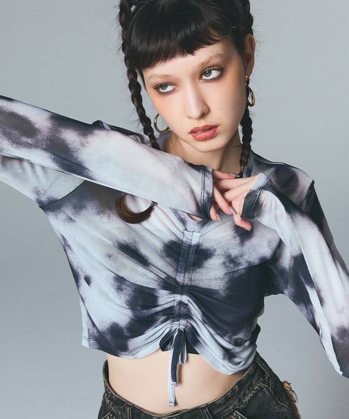 まゆ セール】DRAWSTRING MESH TOP（Tシャツ/カットソー）｜X-girl