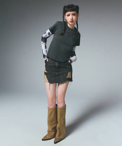 X-girl(エックスガール)の「DRAWSTRING MESH TOP(Tシャツ/カットソー・レディース・ブラック/ブルー・S/M)」の14枚目の写真