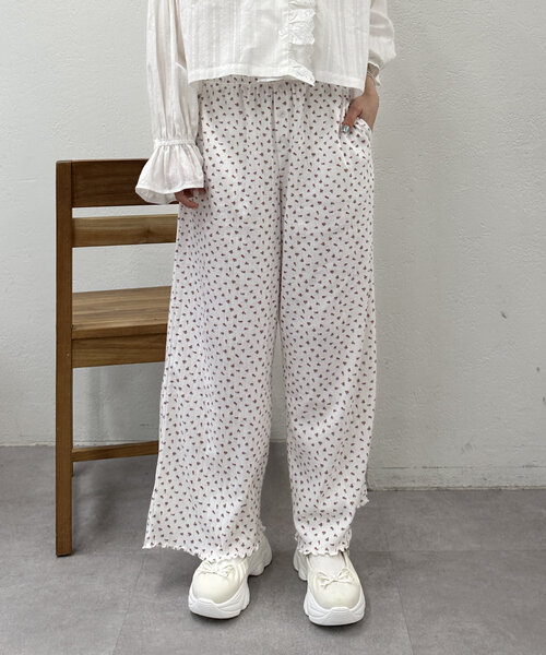 2色展開】フラワーロングパンツ（その他パンツ）｜w closet