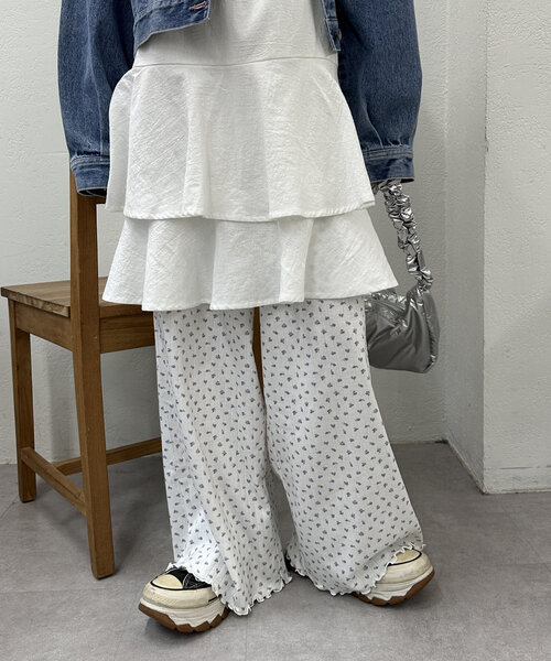 DABUWAWAキュート 花柄 トップス ロングパンツ 2点セットアップ DABUWAWAキュート 花柄 トップス ロングパンツ 2点セットアップ
