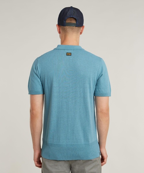 G-STAR（ジースター）の「KNITTED POLO/ワンポイントリネンニットポロ（ポロシャツ・メンズ・ブルー系その他・LARGE/MEDIUM/SMALL/X-LARGE/X-SMALL）」の3枚目の写真