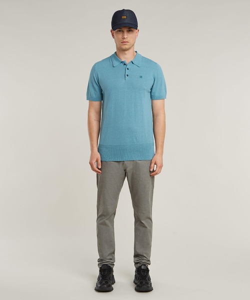 G-STAR（ジースター）の「KNITTED POLO/ワンポイントリネンニットポロ（ポロシャツ・メンズ・ブルー系その他・LARGE/MEDIUM/SMALL/X-LARGE/X-SMALL）」の4枚目の写真