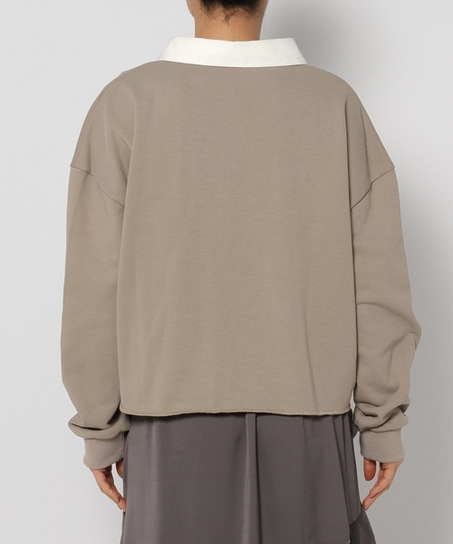 mysty woman(ミスティウーマン)の「ミニ裏毛ラガーシャツ 327833(ポロシャツ・レディース・アイボリー/ブラック/グレイッシュベージュ・FREE)」の13枚目の写真