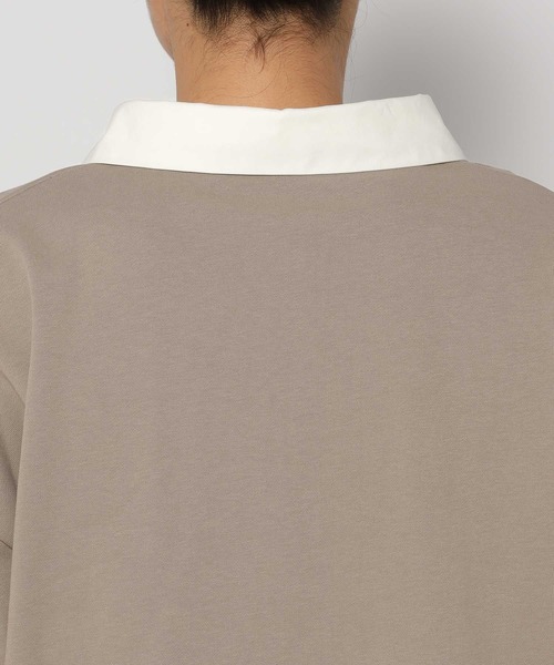 mysty woman(ミスティウーマン)の「ミニ裏毛ラガーシャツ 327833(ポロシャツ・レディース・アイボリー/ブラック/グレイッシュベージュ・FREE)」の14枚目の写真