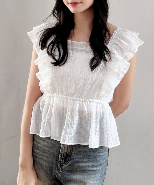 INGNI（イング）の「フリルペプラムブラウス（シャツ/ブラウス・レディース・オフホワイト/ピンク/ブラック系3/ホワイト系6/ブラック系/ブラウン系その他2・M）」の20枚目の写真