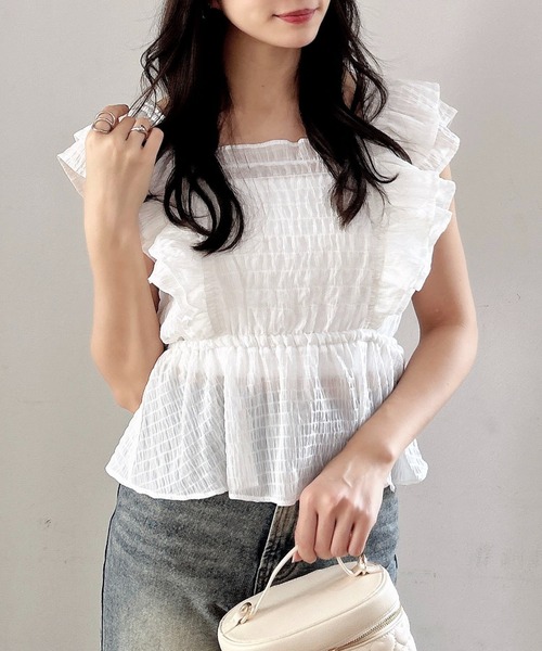 INGNI（イング）の「フリルペプラムブラウス（シャツ/ブラウス・レディース・オフホワイト/ピンク/ブラック系3/ホワイト系6/ブラック系/ブラウン系その他2・M）」の22枚目の写真