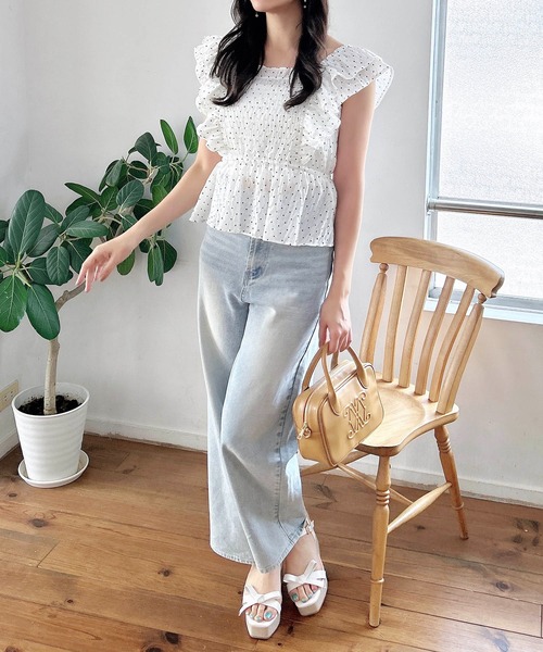 INGNI（イング）の「フリルペプラムブラウス（シャツ/ブラウス・レディース・オフホワイト/ピンク/ブラック系3/ホワイト系6/ブラック系/ブラウン系その他2・M）」の8枚目の写真