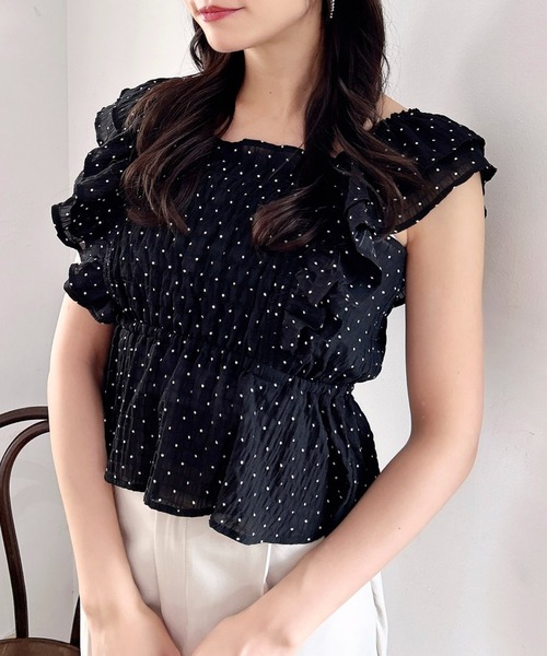 INGNI（イング）の「フリルペプラムブラウス（シャツ/ブラウス・レディース・オフホワイト/ピンク/ブラック系3/ホワイト系6/ブラック系/ブラウン系その他2・M）」の9枚目の写真