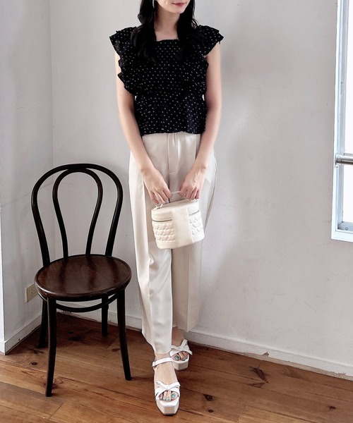 INGNI（イング）の「フリルペプラムブラウス（シャツ/ブラウス・レディース・オフホワイト/ピンク/ブラック系3/ホワイト系6/ブラック系/ブラウン系その他2・M）」の12枚目の写真