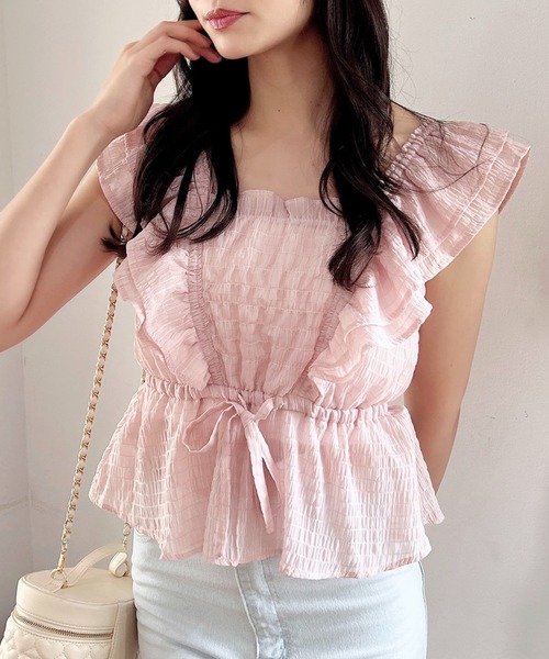 INGNI（イング）の「フリルペプラムブラウス（シャツ/ブラウス・レディース・オフホワイト/ピンク/ブラック系3/ホワイト系6/ブラック系/ブラウン系その他2・M）」の13枚目の写真