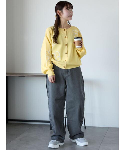 ehka sopo（エヘカソポ）の「コード花刺繍カーディガン（カーディガン/ボレロ・レディース・オフホワイト/イエロー/サックスブルー/モカ・F）」の10枚目の写真