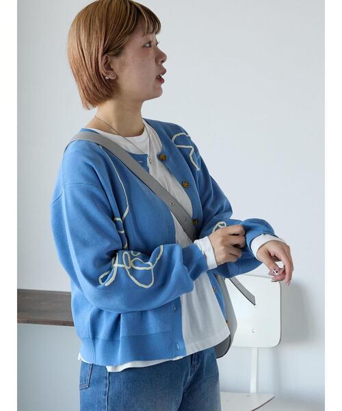 ehka sopo（エヘカソポ）の「コード花刺繍カーディガン（カーディガン/ボレロ・レディース・オフホワイト/イエロー/サックスブルー/モカ・F）」の15枚目の写真