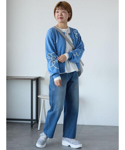 ehka sopo（エヘカソポ）の「コード花刺繍カーディガン（カーディガン/ボレロ・レディース・オフホワイト/イエロー/サックスブルー/モカ・F）」の17枚目の写真