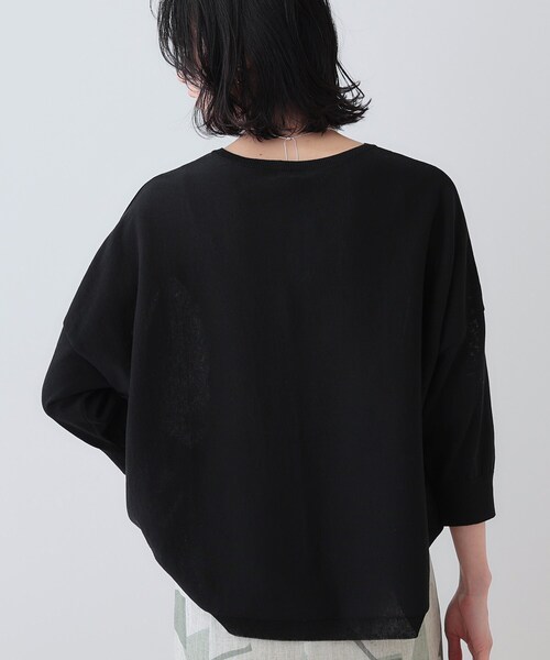 INDIVI（インディヴィ）の「【洗える】コットンリネン ドルマンニット（ニット/セーター・レディース・ナチュラル/ブラック/グリーン/ホワイト・38/34/15 /13/05）」の9枚目の写真